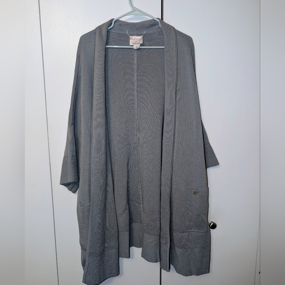 Marla Wynne For Chico's Cotton Cardigan Sweater Pockets Spring Oversized Duster